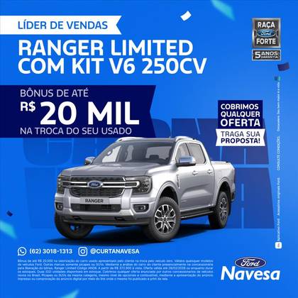 FORD RANGER 3.0 V6 TURBO DIESEL CD LIMITED 4X4 AUTOMÁTICO FORD RANGER 3.0 V6 TURBO DIESEL CD LIMITED 4X4 AUTOMÁTICO